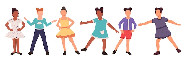 Dancing children on white background isolated vector