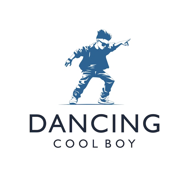 Dancing cool boy logo vector illustration