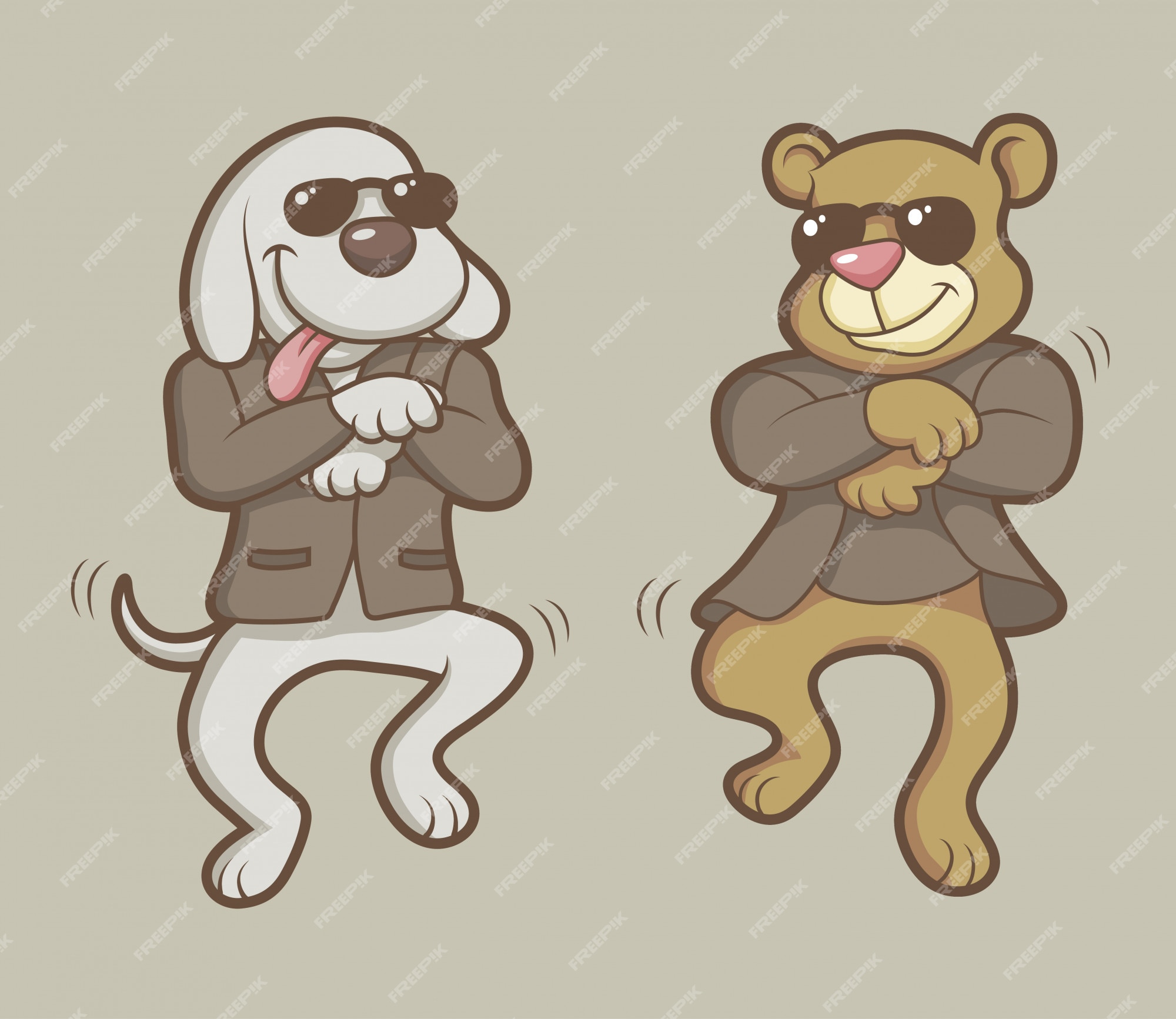 Premium Vector | Dancing dog and bear cartoon character