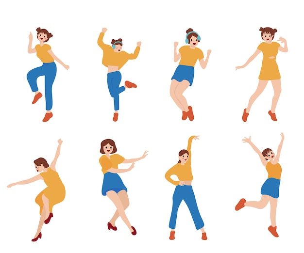 dancing element cartoon fun celebrating people