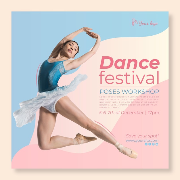 Dancing festival square flyer template