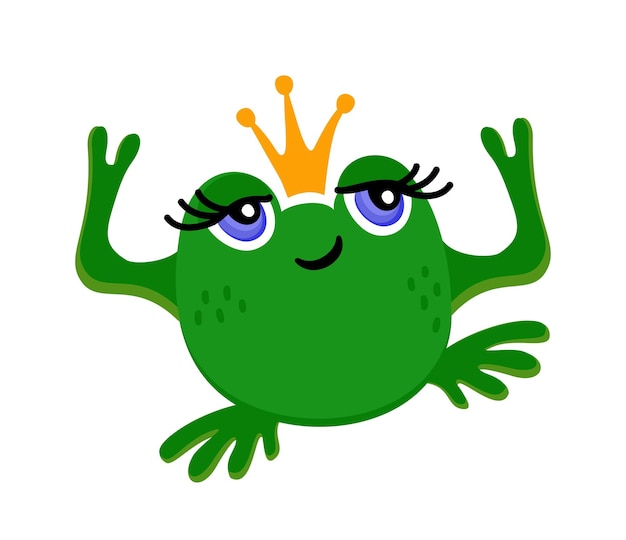 Dancing froggy in a crown Cute vector isolated illustration