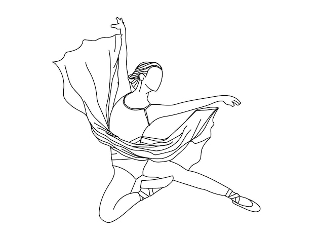 Танцующая девушка линия искусства Иллюстрация