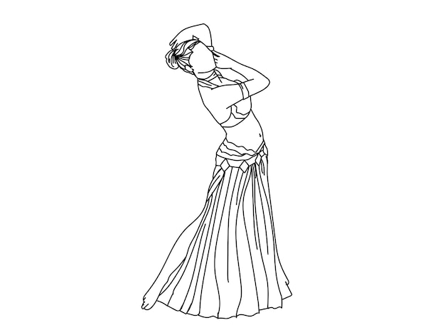 Dancing girl line art Illustration