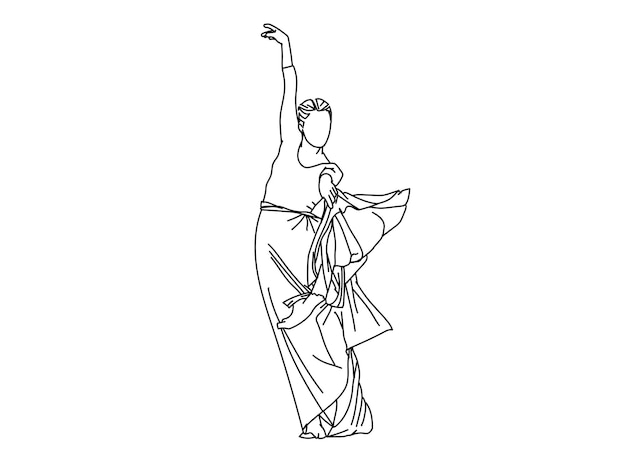 Dancing Girl Line art Illustration