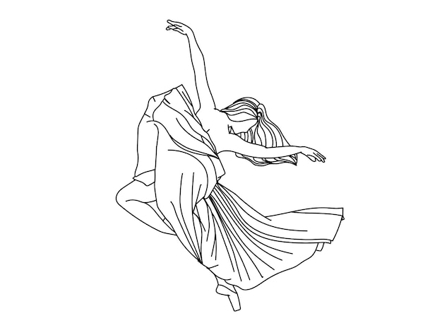 Dancing Girl Line art Illustration