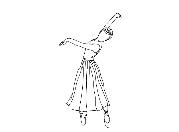 Танцующая девушка. Линия искусства. Иллюстрация