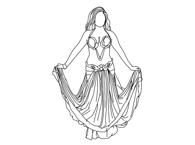 Dancing Girl Line art Illustration