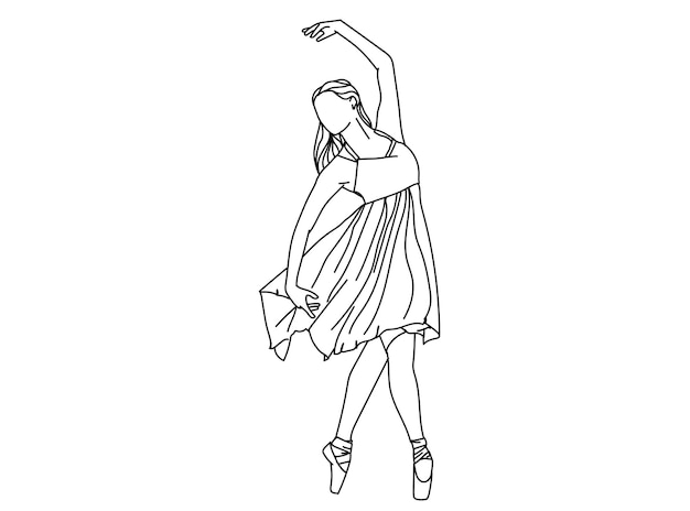 Dancing Girl Line art Illustration