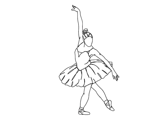 Dancing Girl single-line art drawing continues line vector illustration