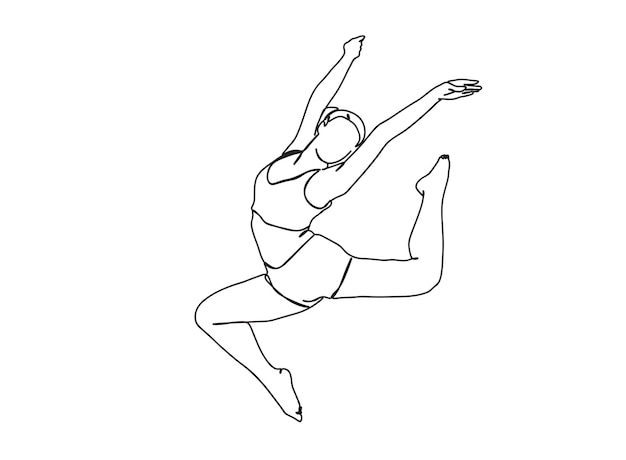 Dancing Girl single-line art tekening gaat door met lijn vectorillustratie