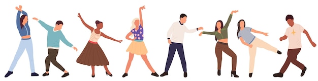 dancing men and women dance isolated vector