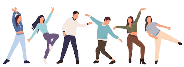dancing men and women isolated vector
