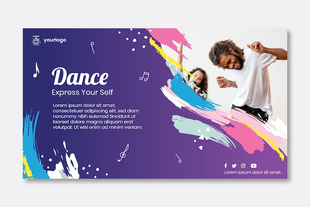 Vector dancing party banner template