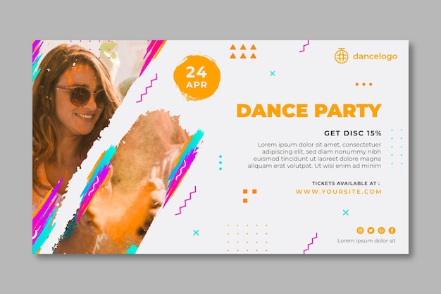 Dancing party horizontal banner template