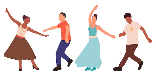 Dancing people in flat style vector