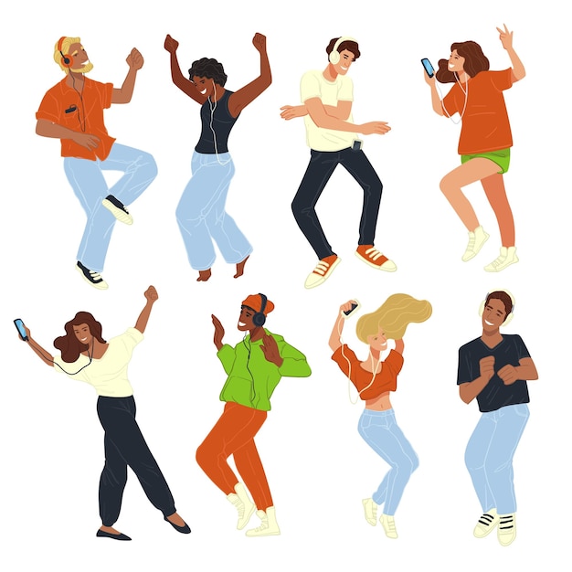 Vector dancing people fun at party or disco celebration