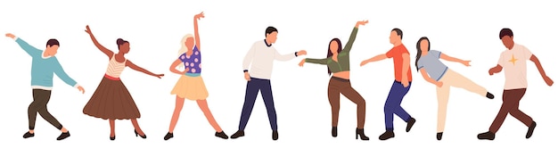 dancing people on white background isolated vector