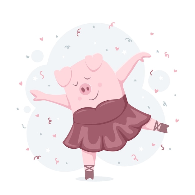 Dancing piggy ballerina