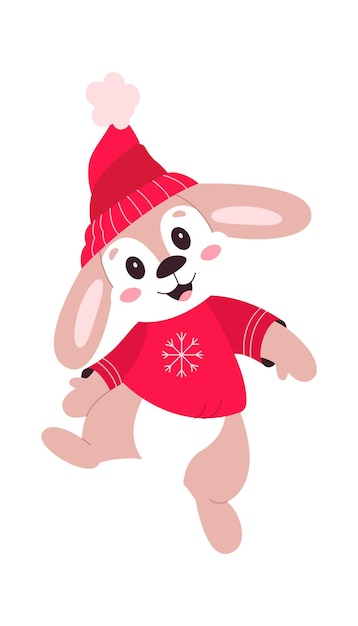 Dancing rabbit character flat illustration