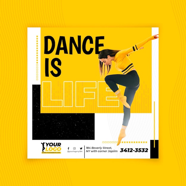 Vector dancing squared flyer template design