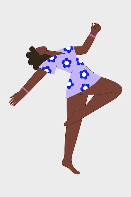 Vector dancing woman vector illustration black girl in dance pose young woman in motion clipart