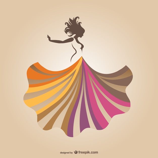 Dancing woman with colorful skirt