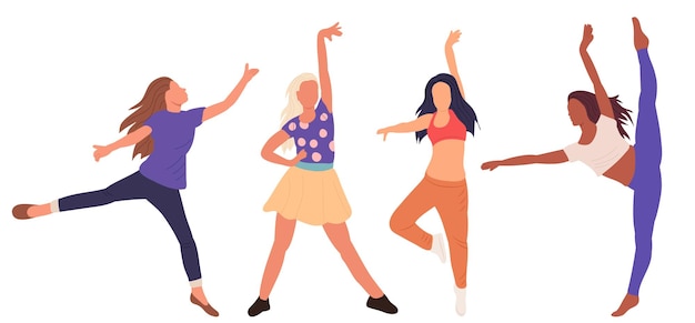 Vector dancing women on white background isolated vector