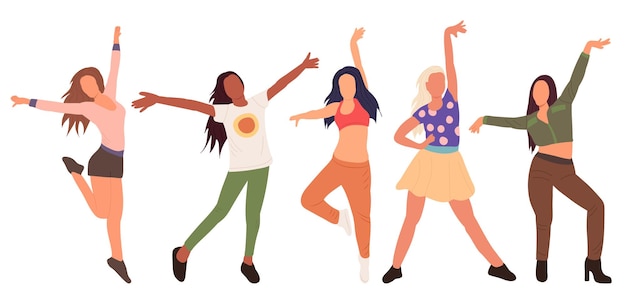 Dancing women on white background isolated vector