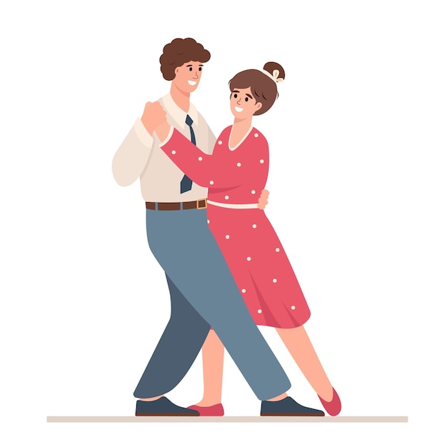 Танцующие молодые мужчины и женщины Пара Романтические Любящие свидания Люди, ведущие активный здоровый образ жизни, хобби