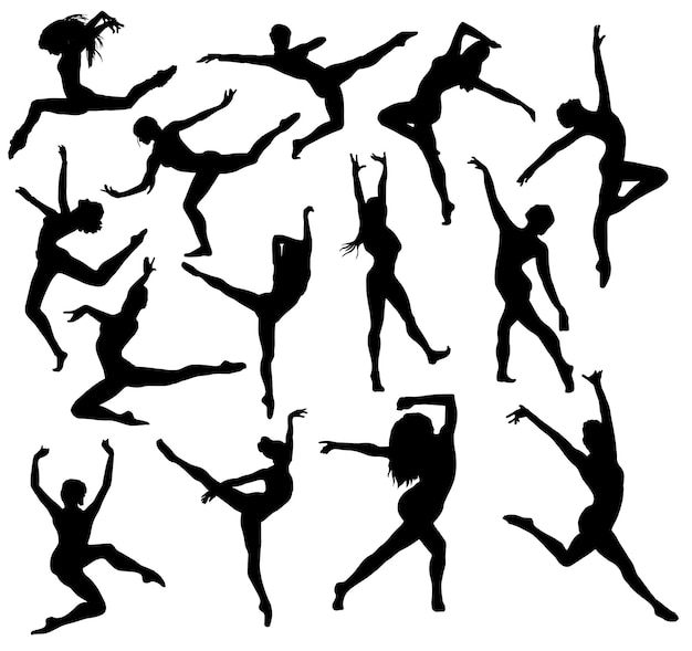 Vettore dancinggirlsilhouette