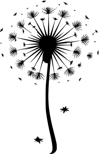 Dandelion Black and White Isolated Icon Vector illustration