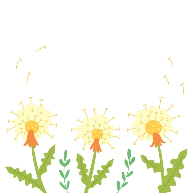 Vector dandelion blossoms fly