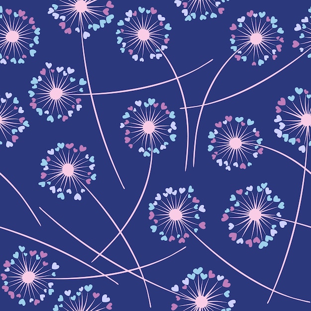 Dandelion blowing vector floral seamless pattern