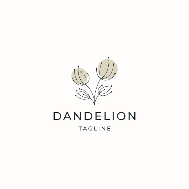 Dandelion flower logo icon design template flat vector