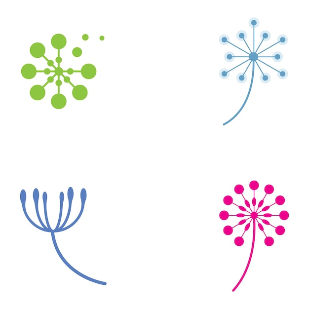 Dandelion flower logo and symbol design vector illustration template