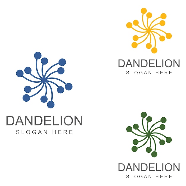 Dandelion flower logo and symbol design vector illustration template