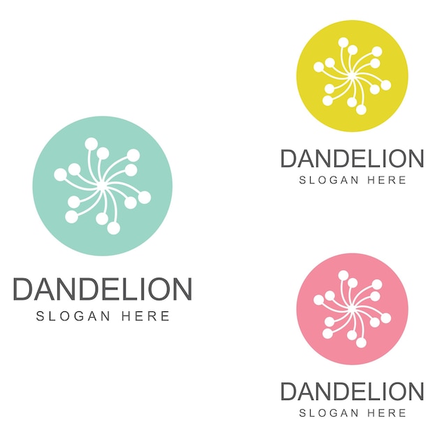 Dandelion flower logo and symbol design vector illustration template