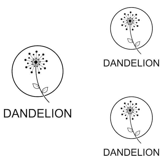 민들레 꽃 로고 및 기호 디자인 벡터 일러스트 템플릿