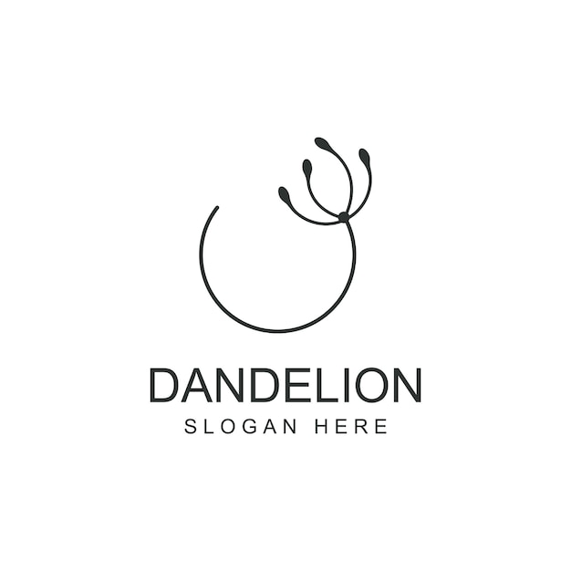 Dandelion flower logo and symbol design vector illustration template