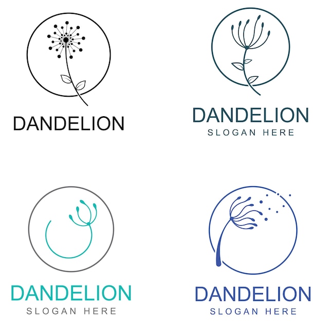 Dandelion flower logo and symbol design vector illustration template