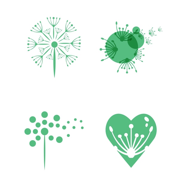 タンポポの花のロゴのベクトルテンプレートデザイン