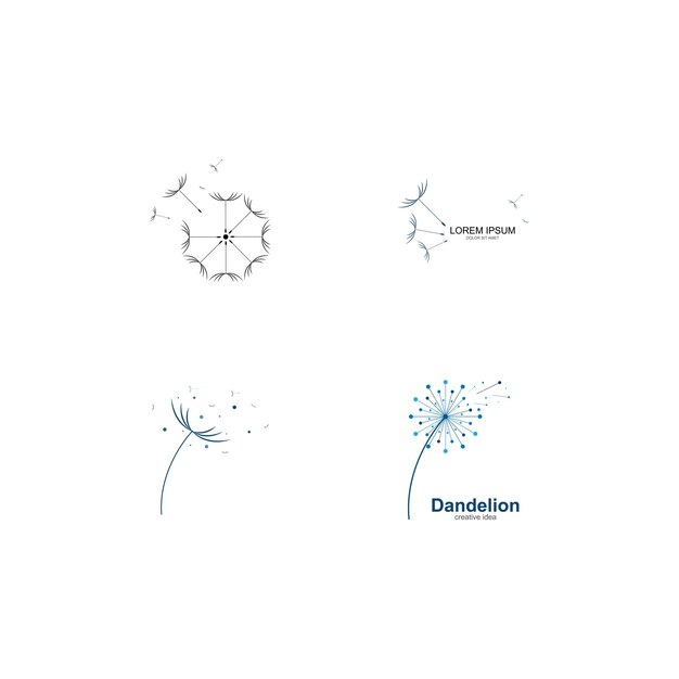 벡터 민들레 꽃 로고 벡터 템플릿