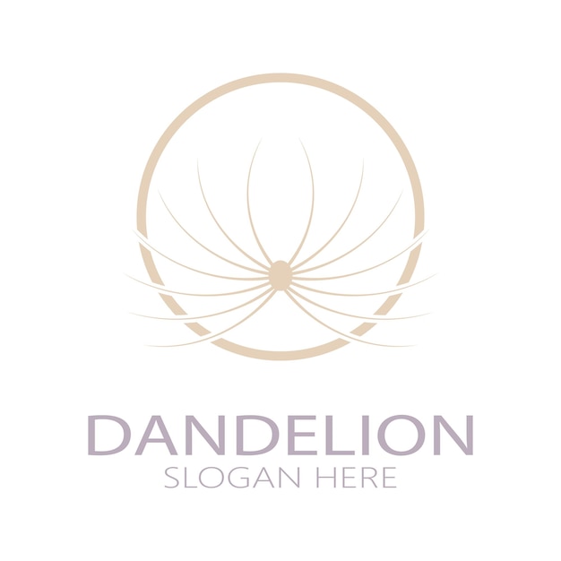 Dandelion flower logo with stem and leaves Using modern vector concept design symbol icon illustration