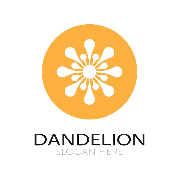Dandelion flower logo with stem and leaves Using modern vector concept design symbol icon illustration