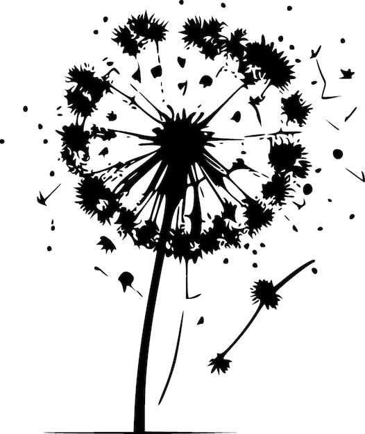 Vector dandelion minimalist and flat logo vector illustration