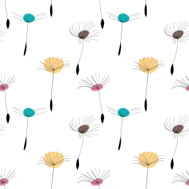 Vector dandelion seeds seamless pattern