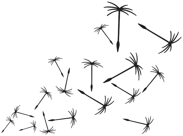 Vector dandelion seeds in the wind