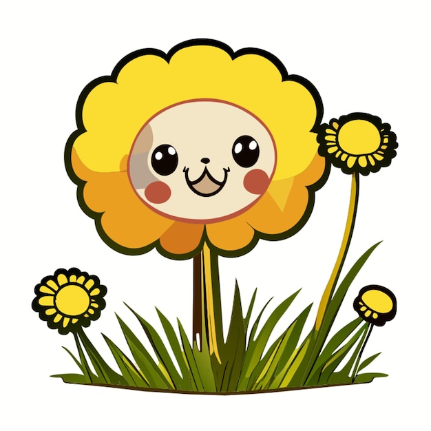 Dandelion that lived in a vast pasture vector illustration cartoon