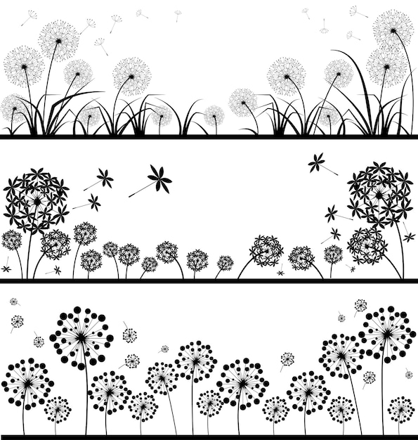 Vector dandelions vector set